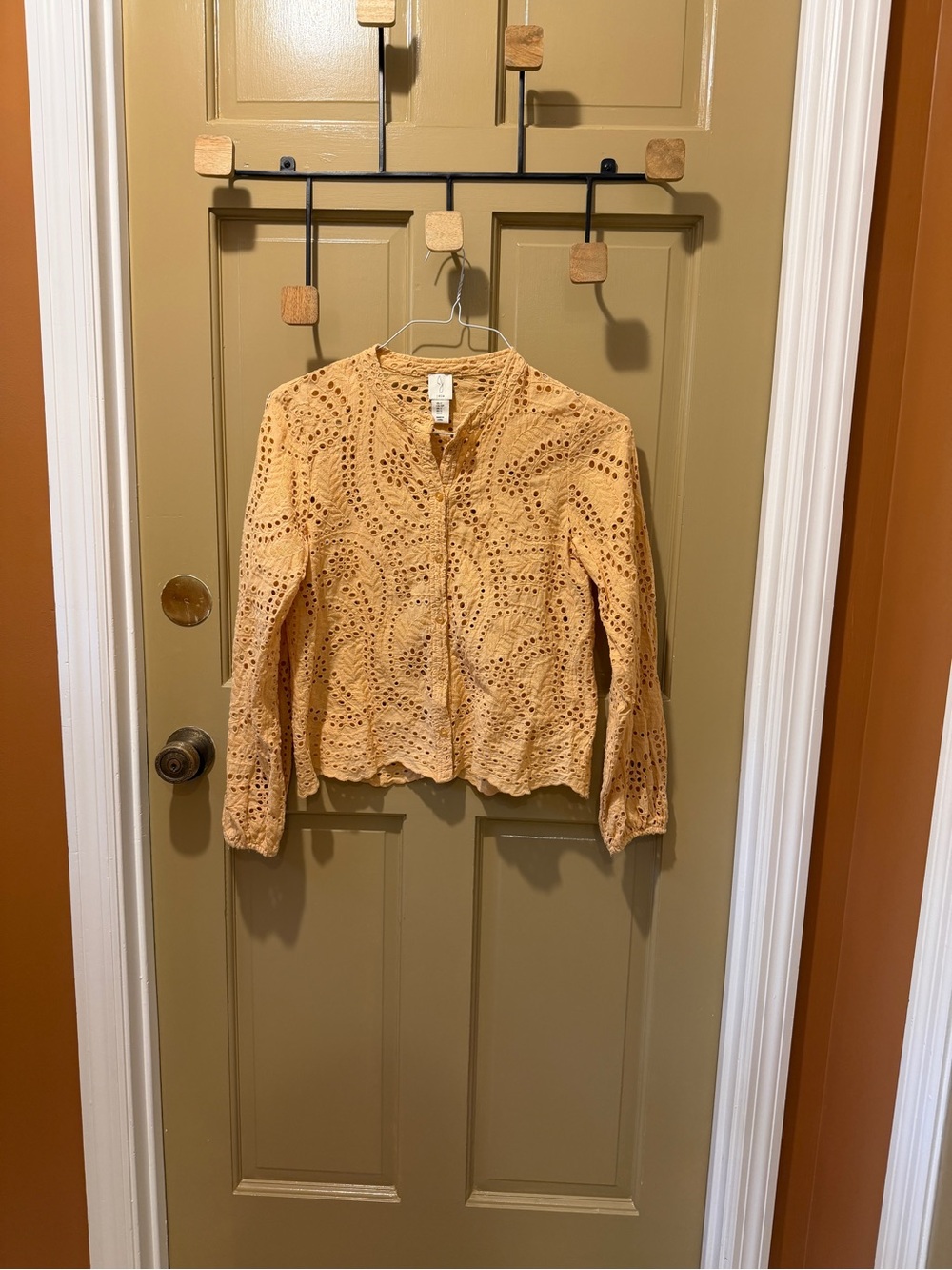 Pale orange Joie eyelet blouse